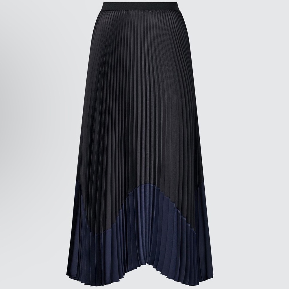 Uniqlo:C Pleated Color Block Skirt, Black/Navy, Size M